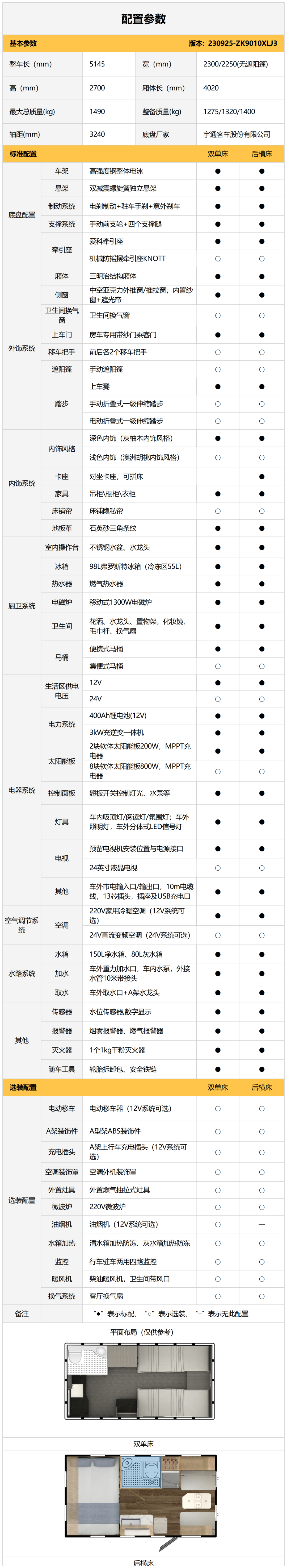 随心出发 自由而行——T310升级版拖挂后横床/双单床布局